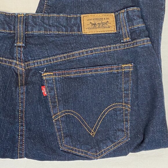 High Rise Bootcut Stretch Denim Jeans Dark Blue Wash Like New Levi’s 515 - Picture 13 of 15